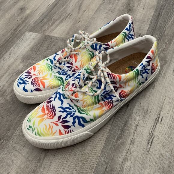 Sperry Sneakers Mens Size 12 Striper II CVO PRIDE White RAINBOW STS24309 LGBTQ - Picture 4 of 11
